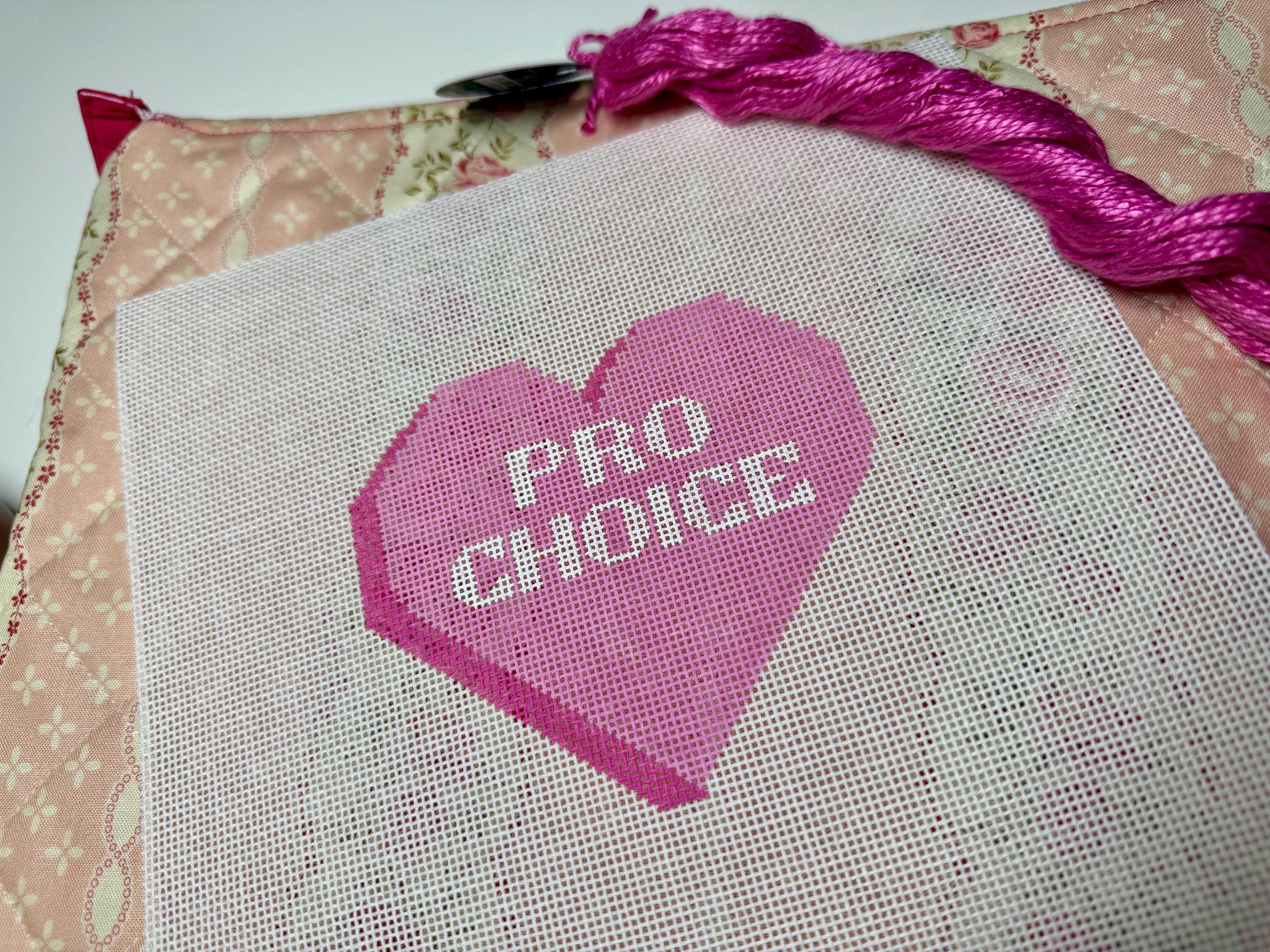 Pro Choice Conversation Heart Hand Painted Needlepoint Canvas