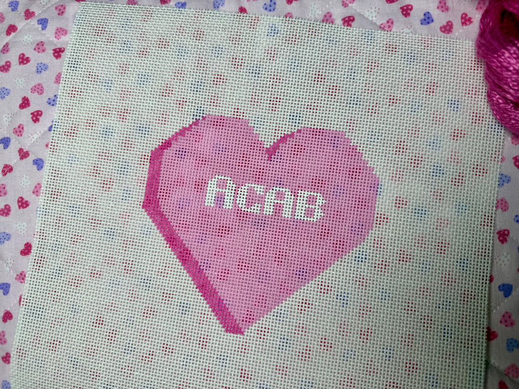 ACAB Conversation Heart Hand Painted Needlepoint Canvas