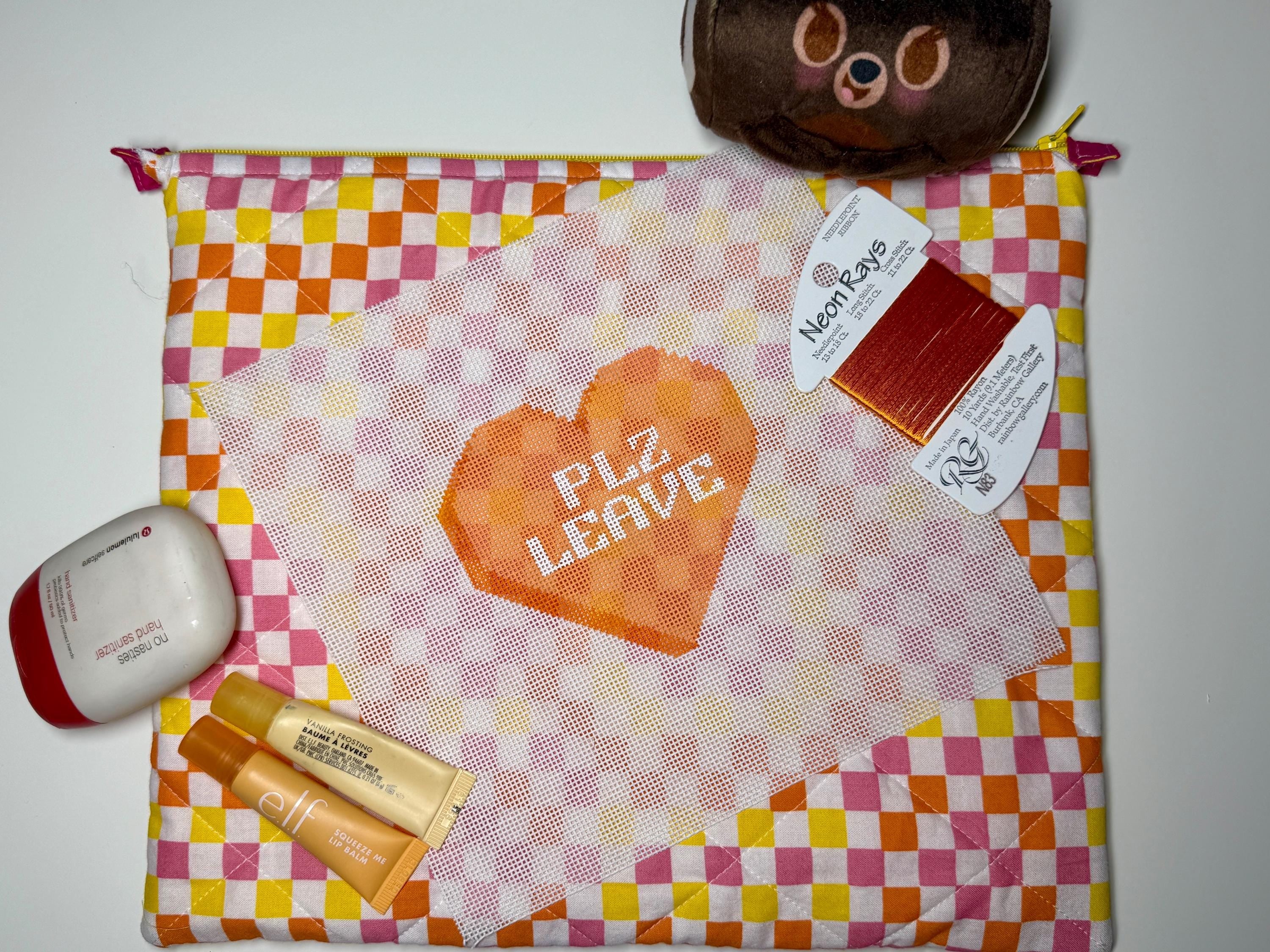 Plz Leave Conversation Heart Hand Painted Needlepoint Canvas