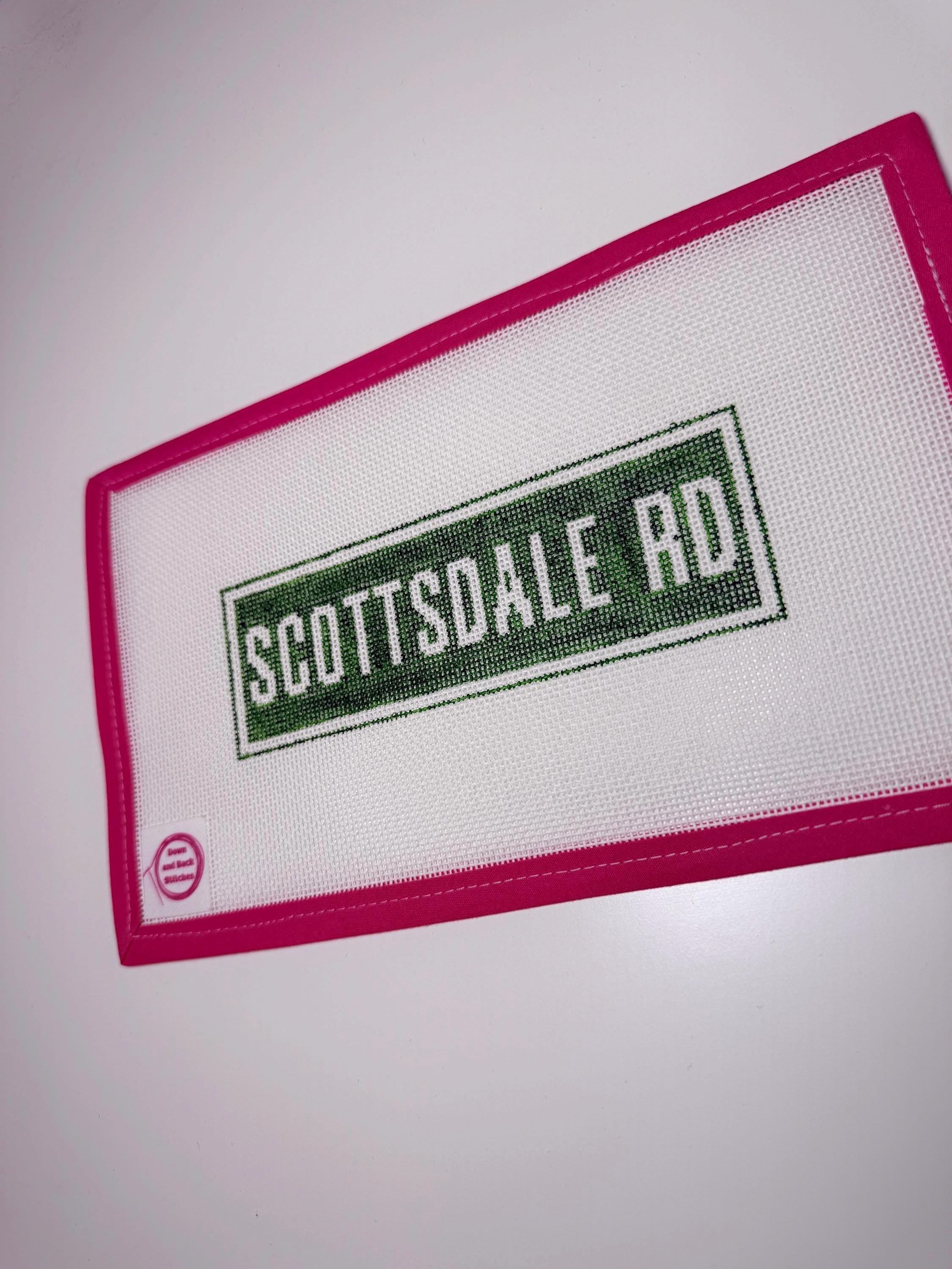 Arizona Scottsdale Road Street Sign Hand Painted Needlepoint Canvas