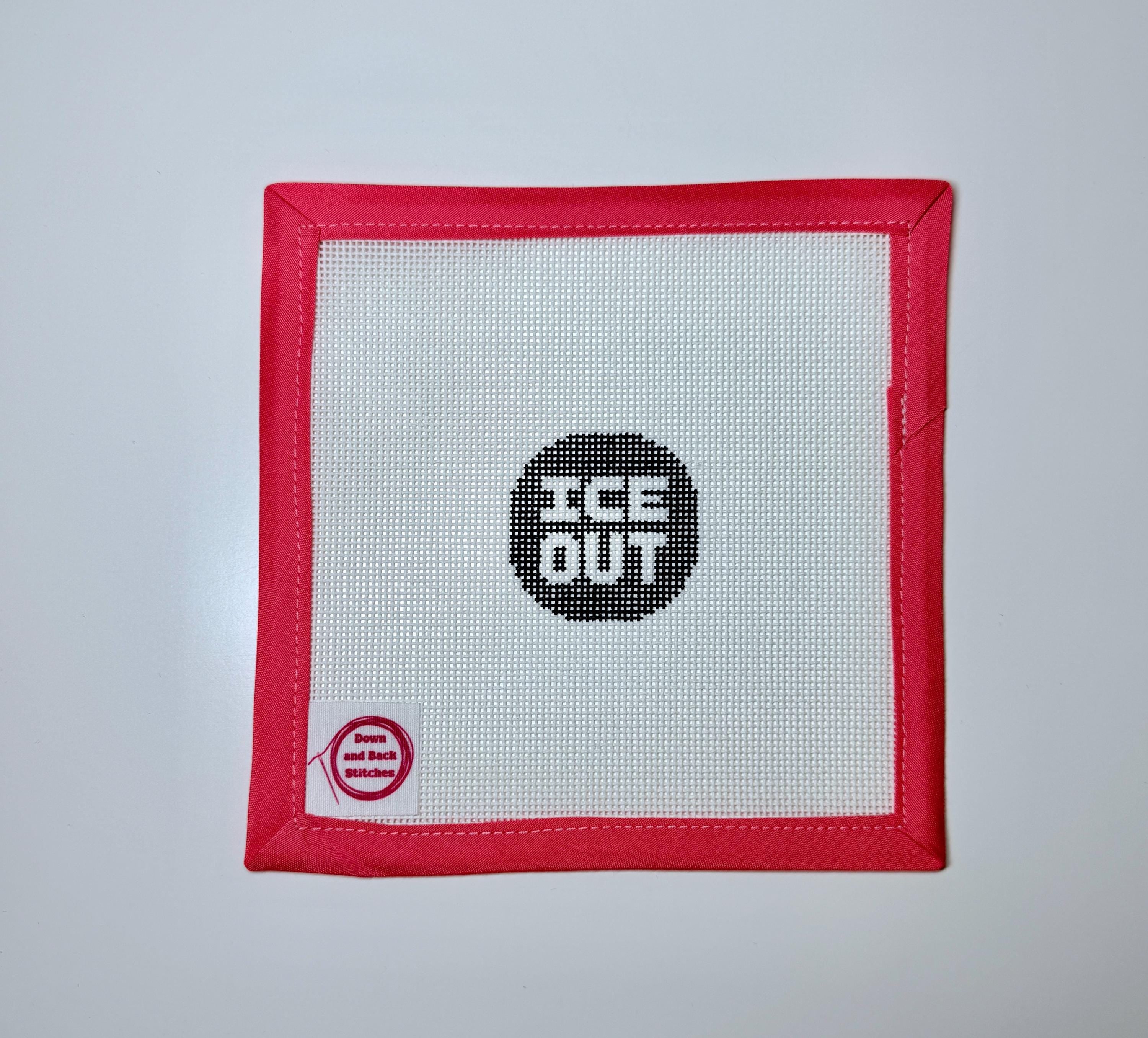 ICE OUT Bag Charm/Magnet/Pin Hand Painted Needlepoint Canvas